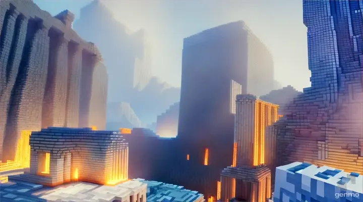 Nether portal greek pantheon lightning, bright, white, pixel voxel
