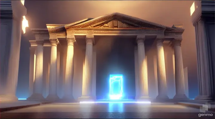 Nether portal greek pantheon lightning, bright, white, pixel voxel