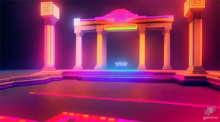 Nether portal greek pantheon lightning, bright, white, pixel voxel