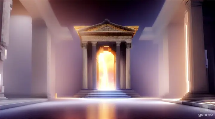 Nether portal greek pantheon lightning, bright, white, pixel voxel