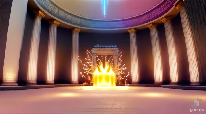Nether portal greek pantheon lightning, bright, white, pixel voxel