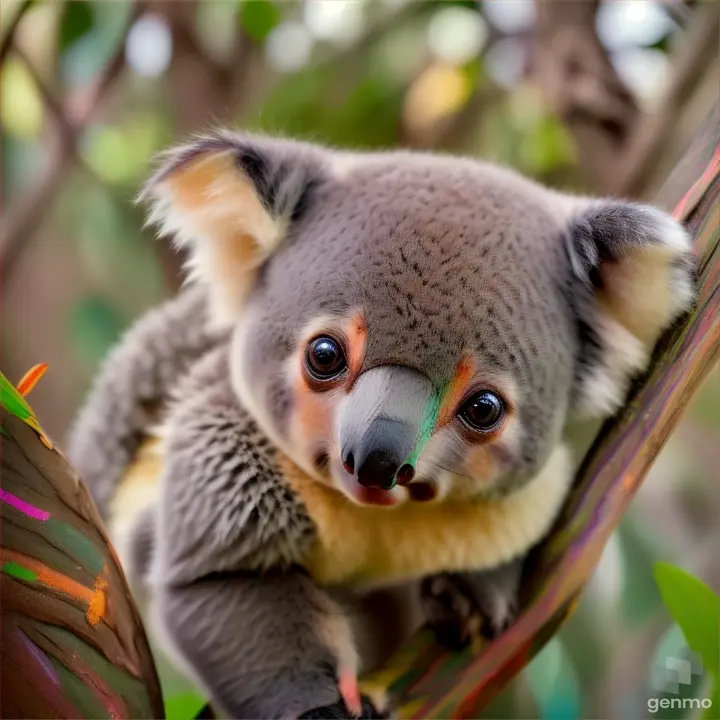 Un bébé koala sort de la pochette de sa mère