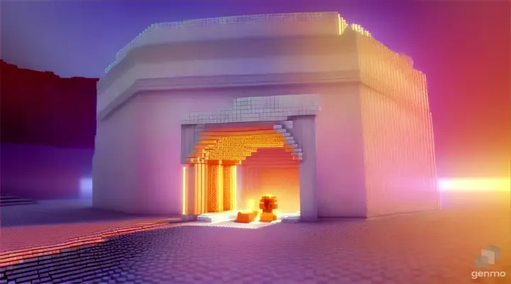 Nether portal greek pantheon lightning, bright, white, pixel voxel
