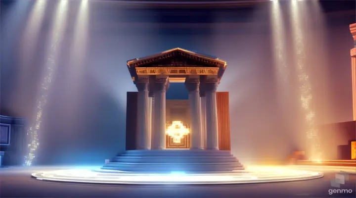 Nether portal greek pantheon lightning, bright, white, pixel voxel