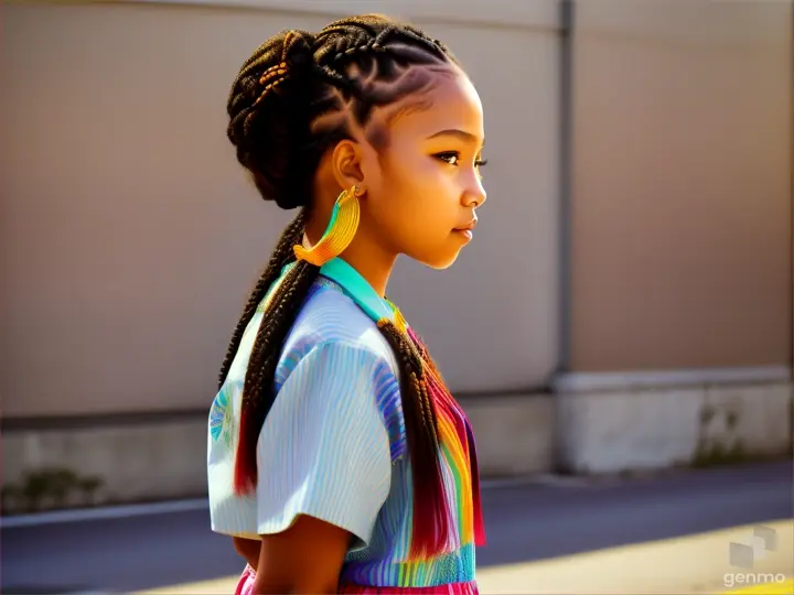 Young Girl cornrow hairstyles walk 