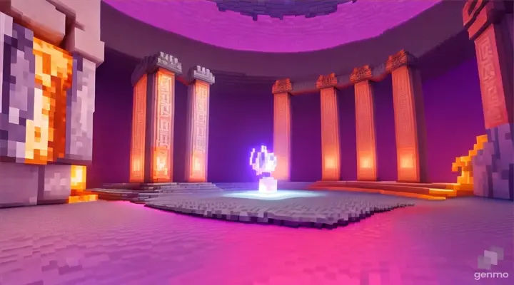 Nether portal greek pantheon lightning, bright, white, pixel voxel