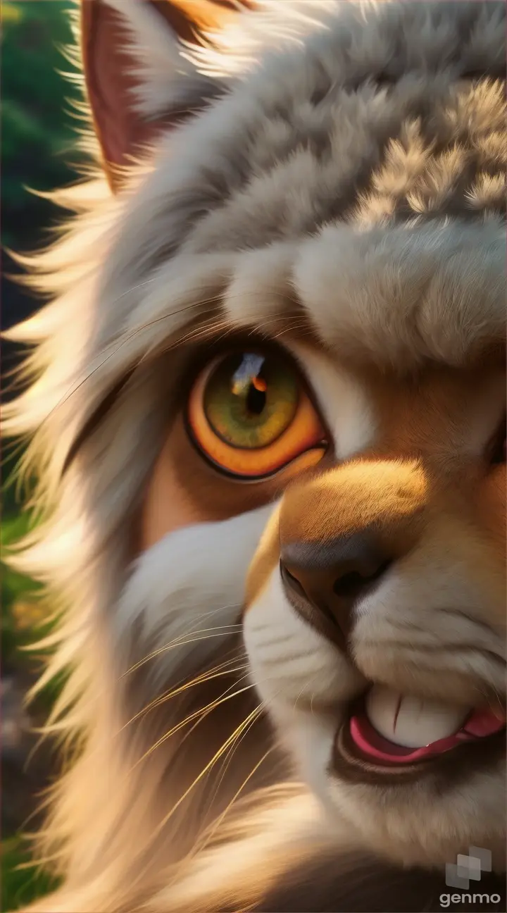 showcases a lovable animal character in the style of Studio Ghibli. Incorporate elements such as expressive eyes, playful poses, and nature-inspired backdrops to capture the essence of Ghibli's endearing characters. 9:16
