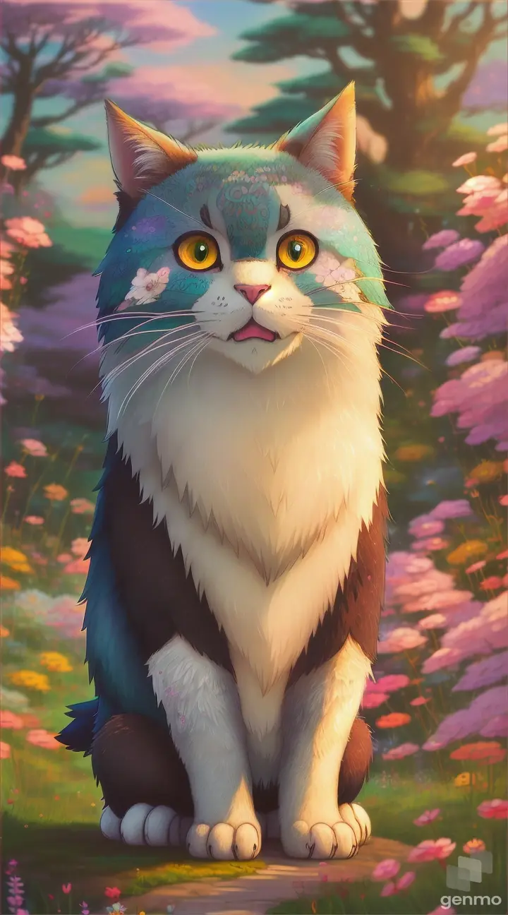 showcases a lovable animal character in the style of Studio Ghibli. Incorporate elements such as expressive eyes, playful poses, and nature-inspired backdrops to capture the essence of Ghibli's endearing characters. 9:16