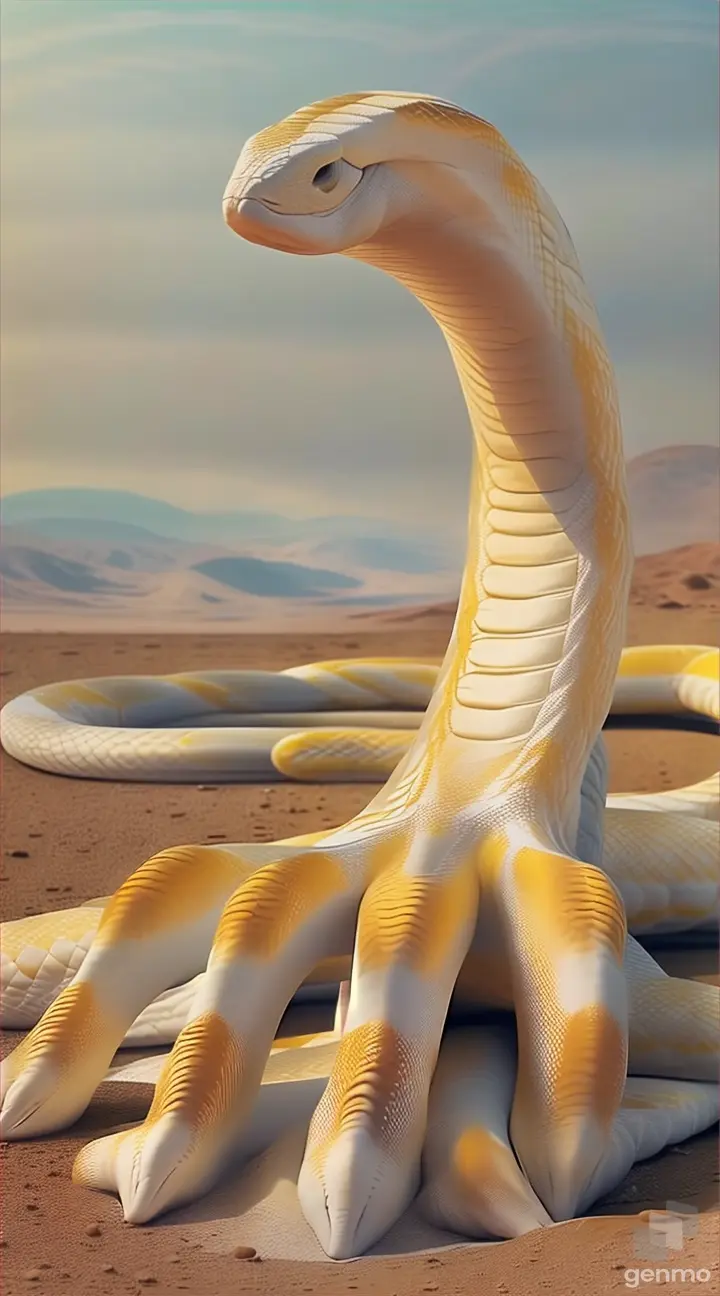 a large white snake laying on top of a sandy ground