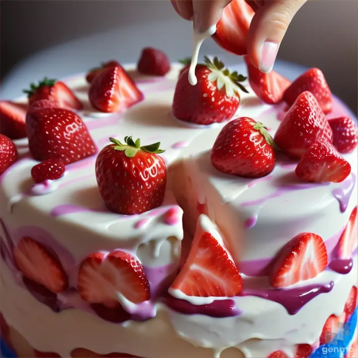 a cake with strawberries preparation