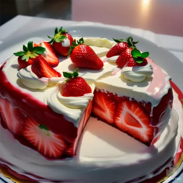 a cake with strawberries preparation