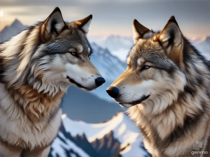 A wolf standing on a mountain