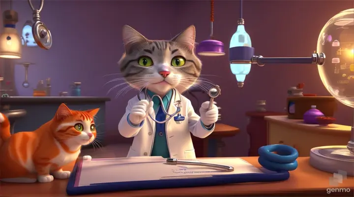 pixar maya disney style cat doctor contoon wide screen vide frame