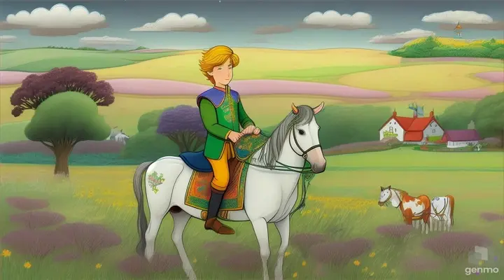 Prince Aiden reflected on the profound lessons he had learned from the horse and cow animals. He realized that success is not just about personal achievements but also about uplifting others and creating a harmonious community.cartoon illustration