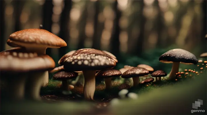 mushrooms, realistic, cinematic
