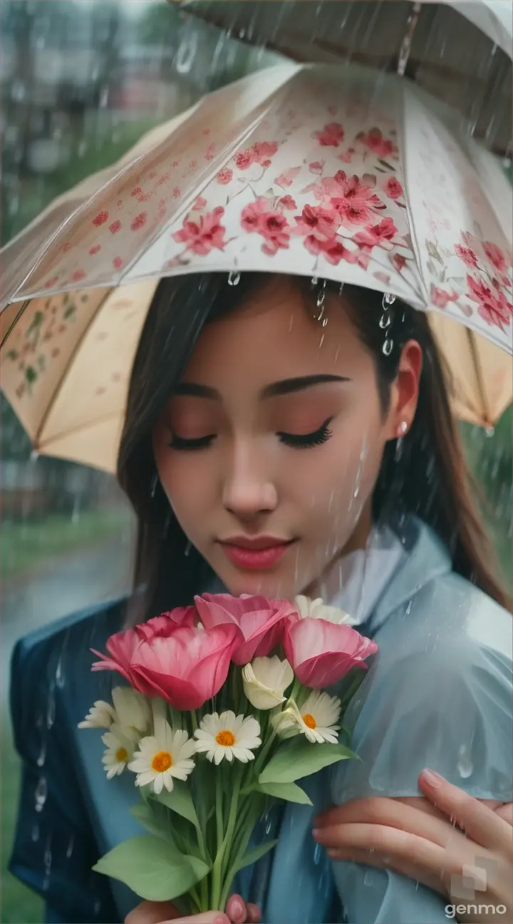 there are two people walking together in the rain with flowers, by irakli nadar, emotional picture, romantic!!!, couple, walking away, after rain and no girls, unrequited love, romantic couple, man and woman walking together, by Joze Ciuha, very beautiful photo, lonely and sad, by Tadashi Nakayama, walking together 9:16