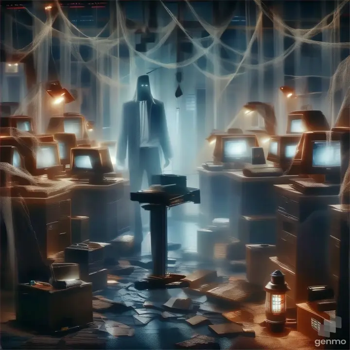 a man in a dark room with lots of computers