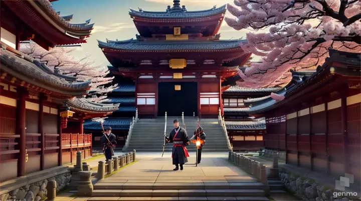 Two young men inside the big temple,