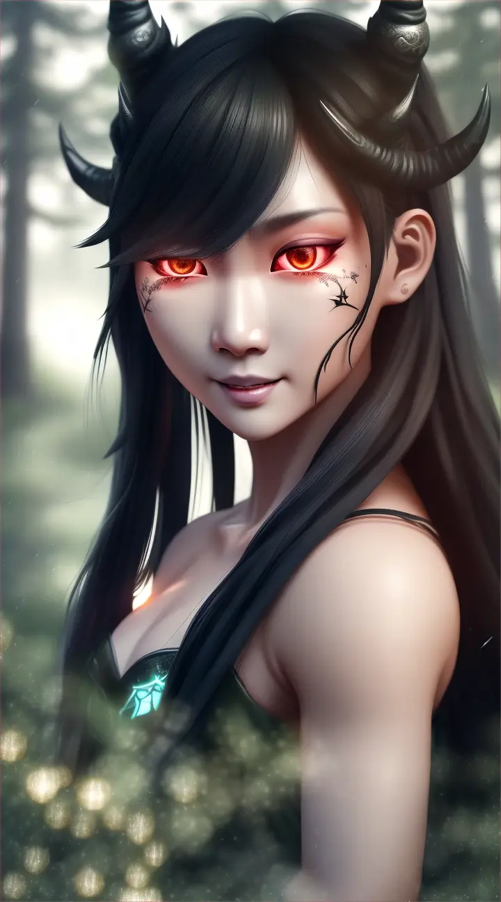 Dokkaebi:
   In the midst of a moonlit forest, where gnarled trees stretch their crooked branches towards the sky, a mischievous figure emerges from the shadows. The Dokkaebi, with its twisted horns and playful grin, sits upon a moss-covered rock, surrounded by flickering fireflies. Its eyes sparkle with an otherworldly glow, and in its hand, it holds a magical club adorned with ancient runes. Behind the Dokkaebi, the forest seems alive, as if the trees themselves are whispering secrets to this supernatural being.