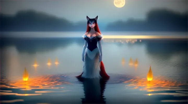 Gumiho:
At the edge of a tranquil lake, beneath the shimmering light of the full moon, a breathtaking woman stands barefoot on the water's surface. Her long, flowing hair glows with an ethereal radiance, and her eyes gleam with an alluring charm. Yet, as she turns to gaze upon you, her reflection in the water reveals her true form—a nine-tailed fox, its fur as red as the sunset. Despite her mesmerizing beauty, there's a hint of danger in her gaze, a reminder of the ancient legends that speak of the Gumiho's cunning and seductive nature.