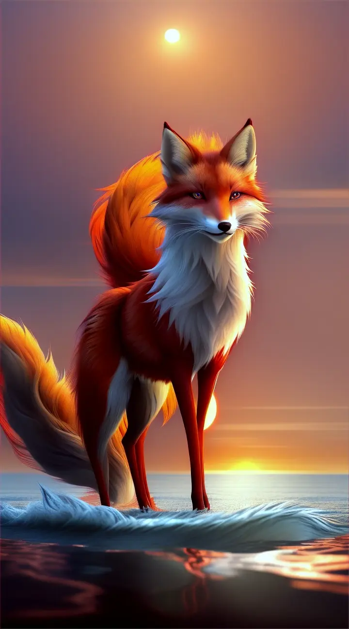 Gumiho:
At the edge of a tranquil lake, beneath the shimmering light of the full moon, a breathtaking woman stands barefoot on the water's surface. Her long, flowing hair glows with an ethereal radiance, and her eyes gleam with an alluring charm. Yet, as she turns to gaze upon you, her reflection in the water reveals her true form—a nine-tailed fox, its fur as red as the sunset. Despite her mesmerizing beauty, there's a hint of danger in her gaze, a reminder of the ancient legends that speak of the Gumiho's cunning and seductive nature.
