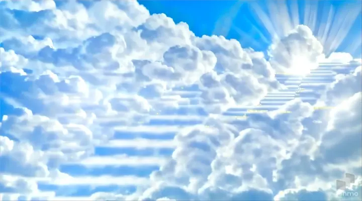 a ladder going up into the clouds in the sky