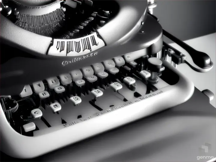 Vintage typewriter with a blank page, monochromatic illustration