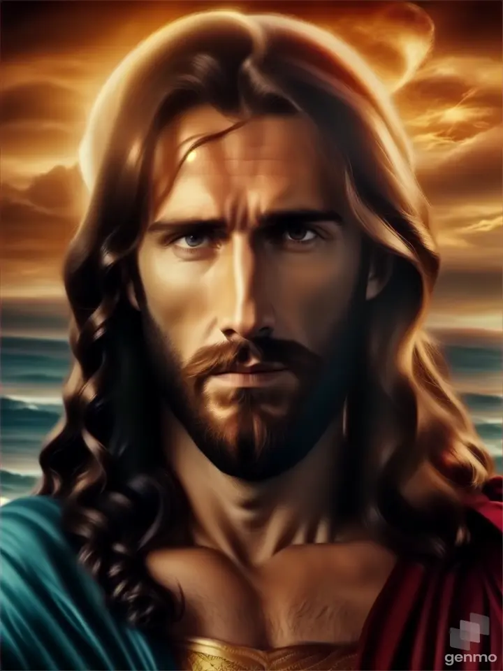 a man with long hair and a beard wearing a red cape