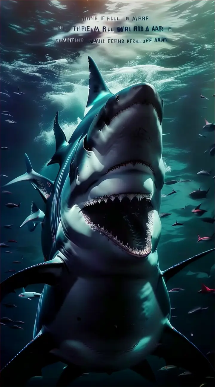 a shark with its mouth open in the water