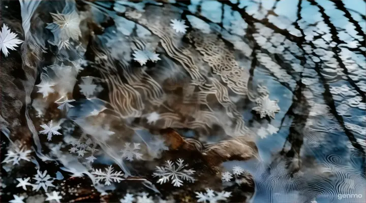 a close up of snow flakes on a rock