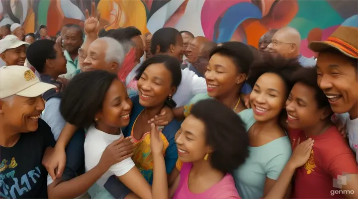 a group of people on 
group hug 