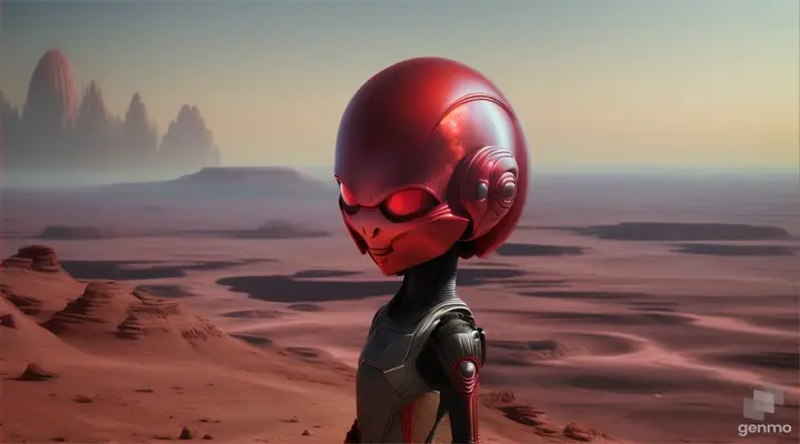 a red alien. far perspective