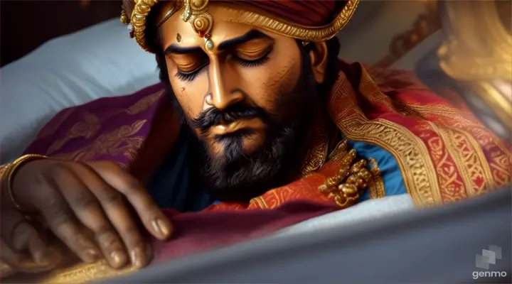 Shivaji Maharaj laying on bed and suffering from fever