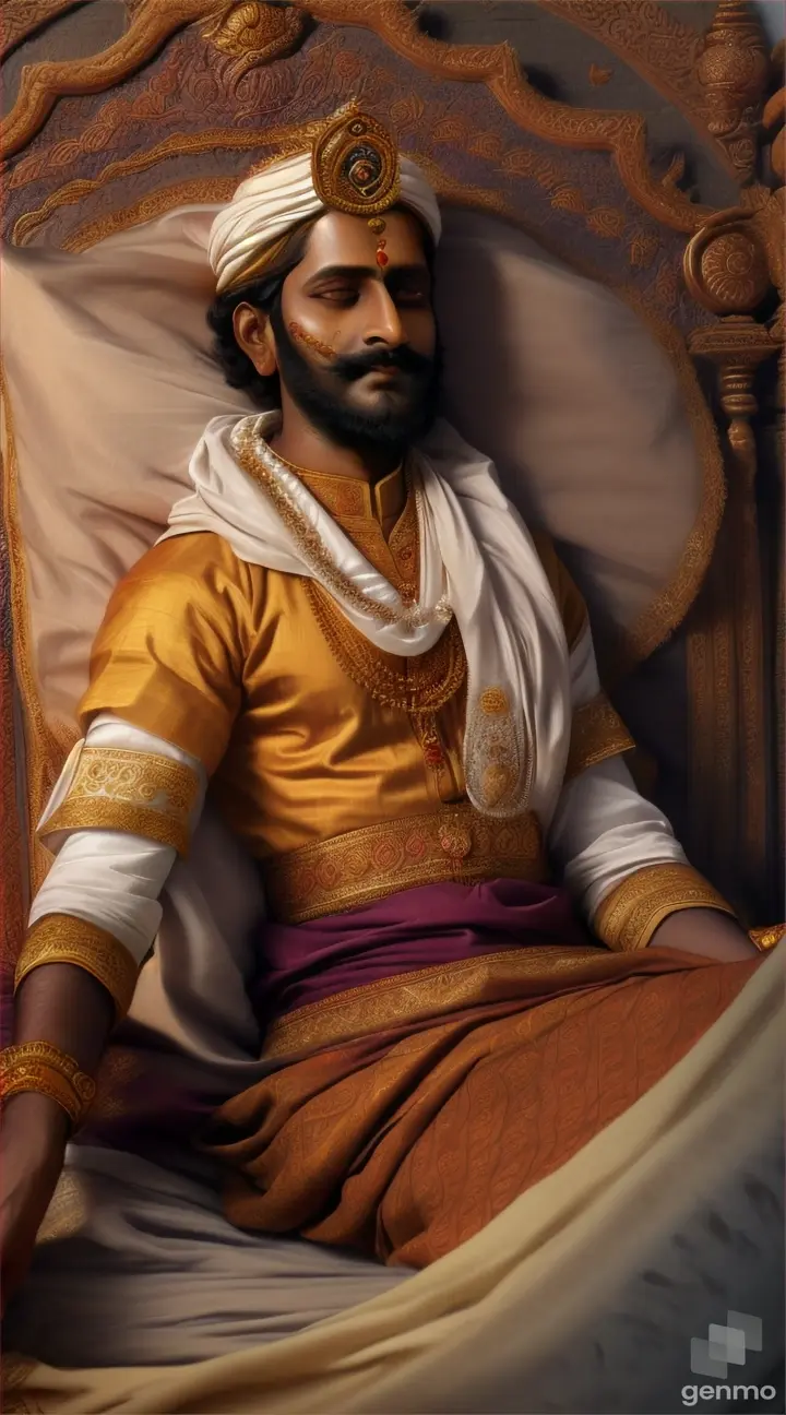 Shivaji Maharaj laying on bed and suffering from fever