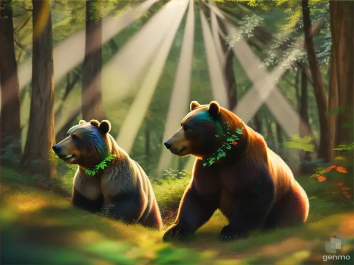 these two bear friends best friends exploring in forests together