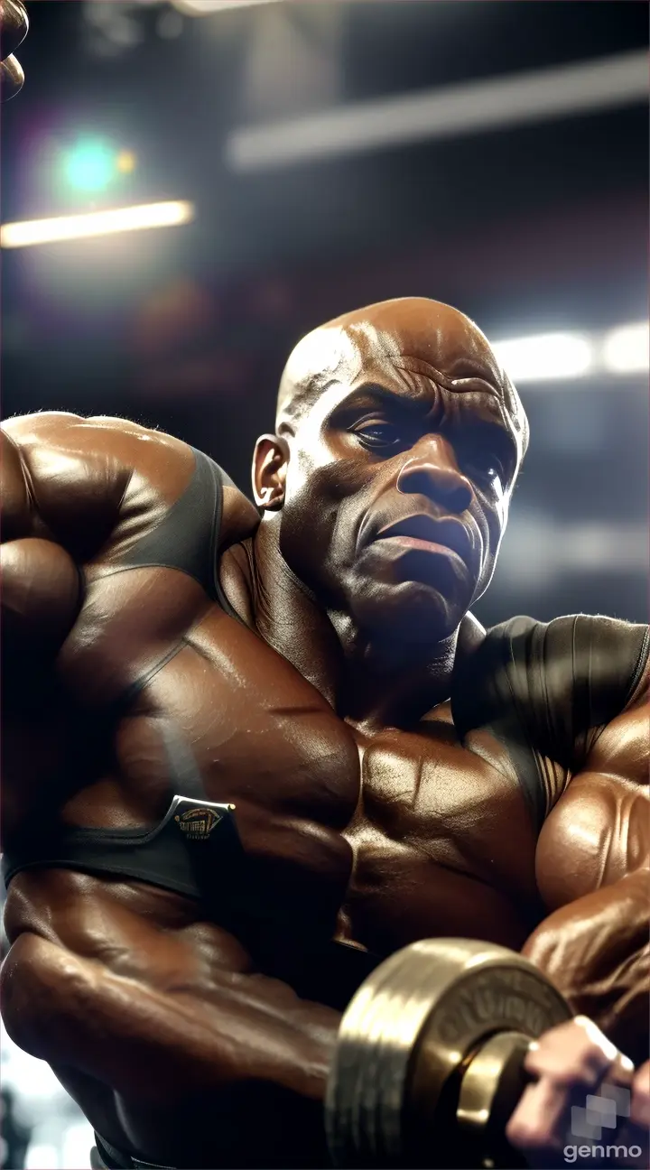 Ronnie Coleman doing shoulder press with dumbbell 