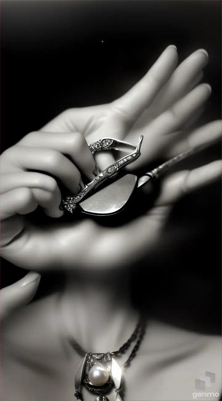 Artistic representation of Tesla's aversion to pearls, featuring a close-up of pearls being removed or discarded, symbolizing his disdain for the jewelry.