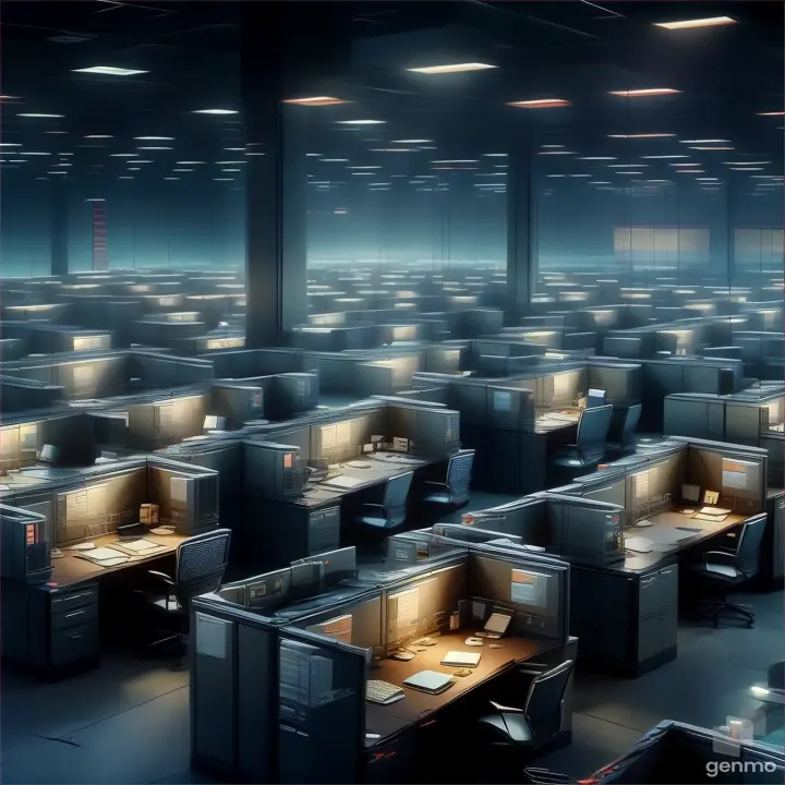 a very large room filled with lots of cubicles