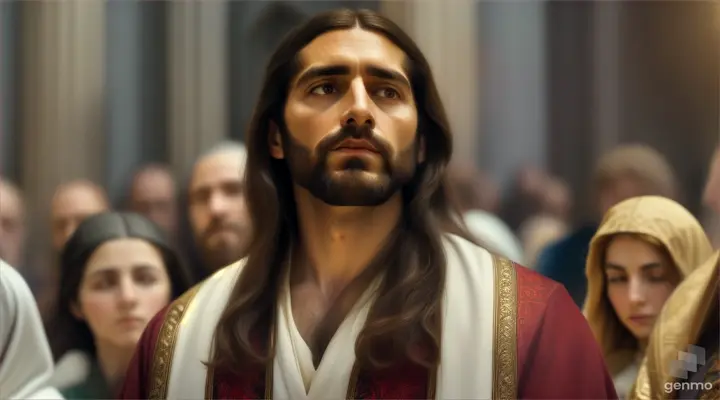 create a scene of jesus talking to some people, in a setting from the time of jesus