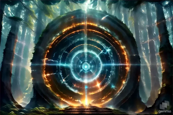 There is a glowing universe in the portal