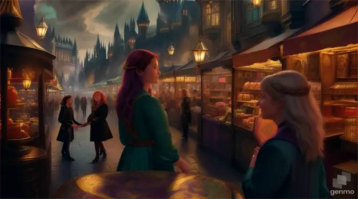 Catherine is seen conversing with her mother in the market. The other women talk about the River of Wonders with fear. like hogwarts legacy, as harry potter