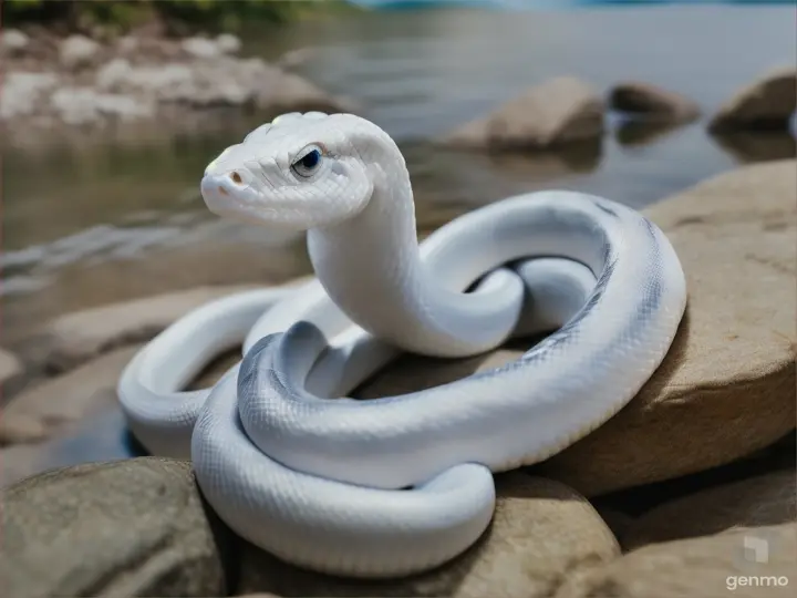 white snake in the lake