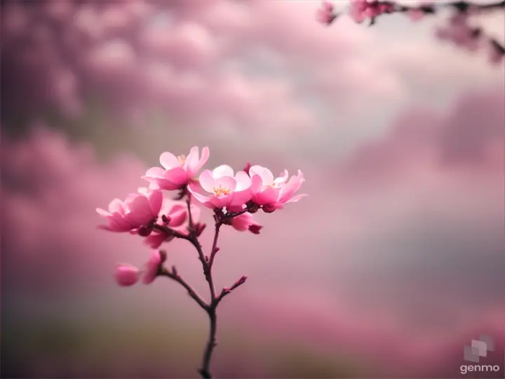 
 Beautiful pink color, Peach Blossom Land, Peach Blossom Forest, Clouds and Mist