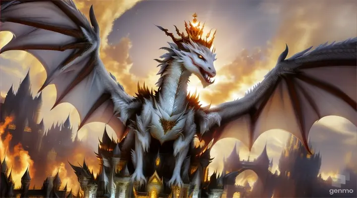 A white dragon flew over the city it was destroying and became the ruler of the kingdom in the form of a high-ranking human.