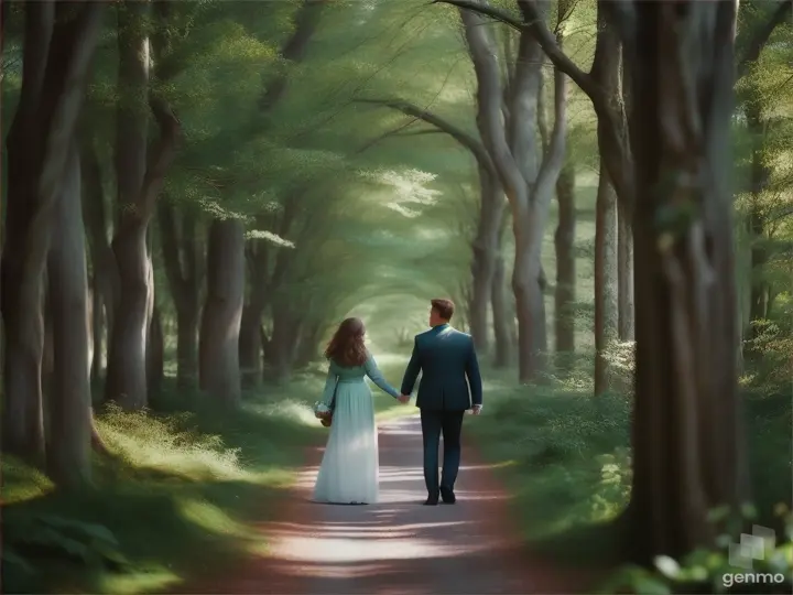 a couple of people that are walking in the woods