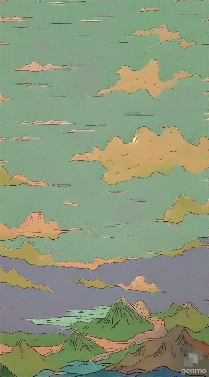 a painting of a man in a boat on a lake make the trees clouds and water move and also the voat it should be slow like a breeze hitting them