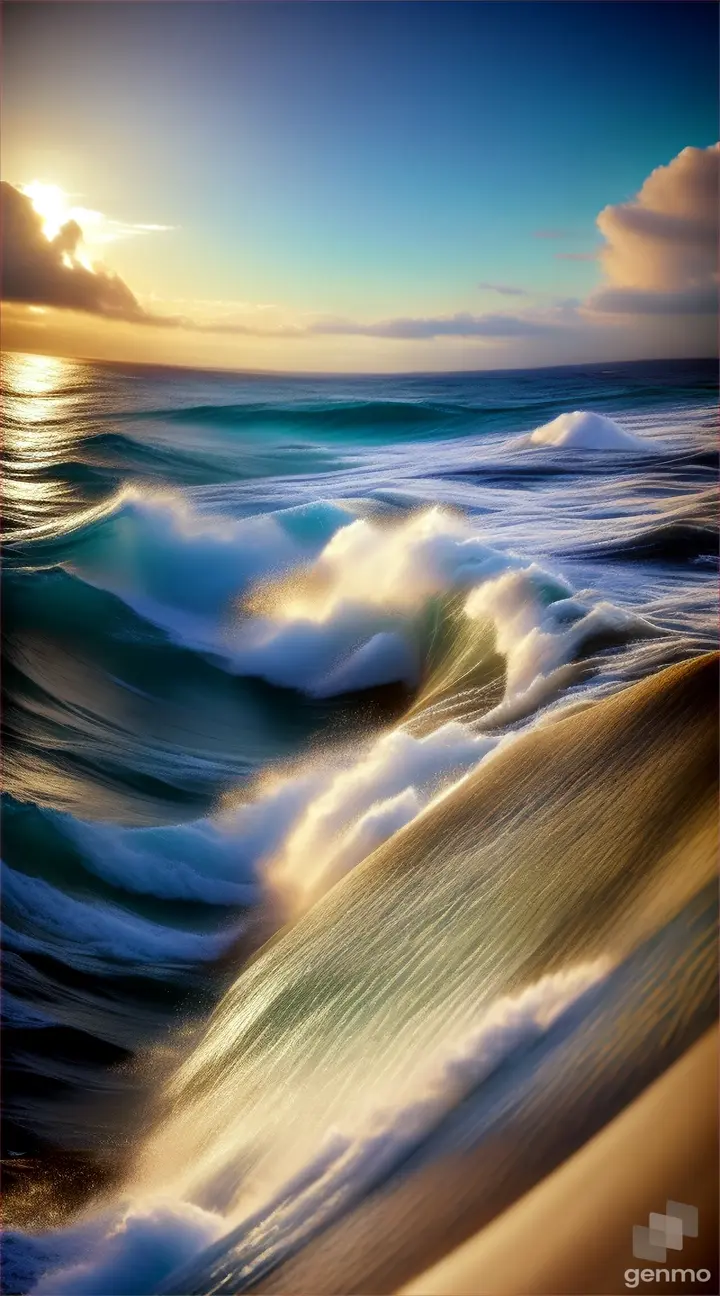 sea waves under vivid time, conditions and lighting