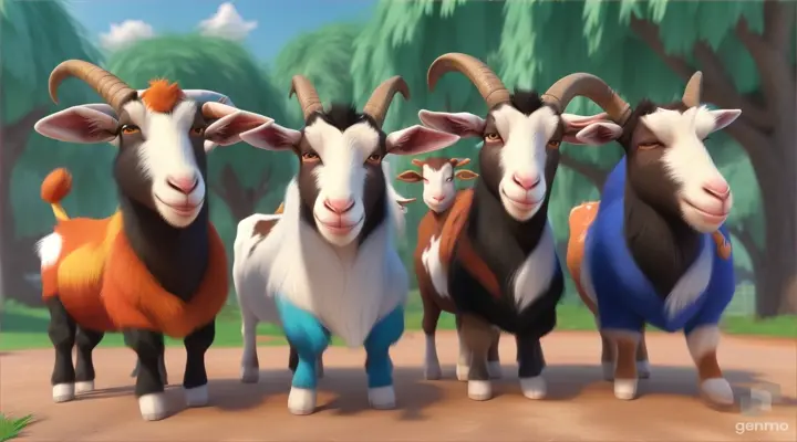3d cartoon videos animation  four goat talking each other