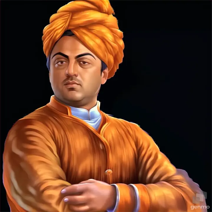 a man in an orange turban with his arms crossed looking here and there