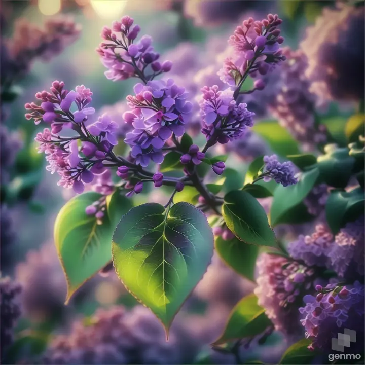 A beautiful brush of lilac on the background of sunrise. Light movement in the wind